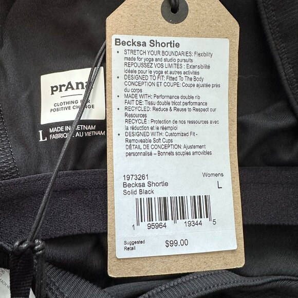 prAna Women's Becksa™ High Neck Scoop Back Fitted Ribbed Shortie , Solid Black - Picture 9 of 12